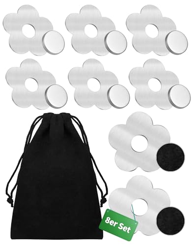 LAOYE Pinzas magnéticas para manteles, pesos extra pesados para manteles, pesos para manteles exteriores, acero inoxidable, pinzas para mantel para todas las pinzas de mesa, 8 flores + bolsa