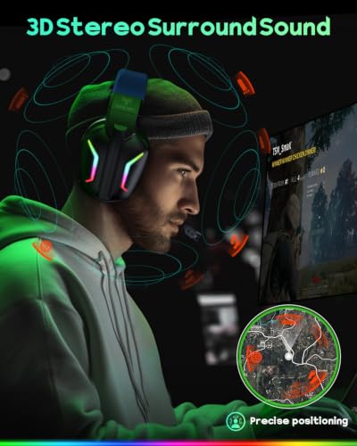Image of WESEARY Wireless Gaming Headset for PS5, PS4, PC, Switch & Mac, 20ms Ultra-Low Latency, 2.4GHz USB & Bluetooth 5.4 Gaming Headphones with Mic, 50H Battery Life, 3D Spatial Audio, Dynamic Lighting