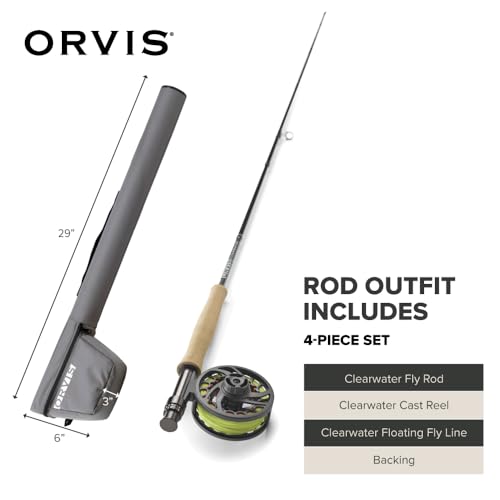 Image of Orvis Clearwater Fly Rod Outfit - Fishing Rod and Reel Combo with Black Chrome Blank, Ceramic Guides, Durable Reel Seat, and Rod Tube