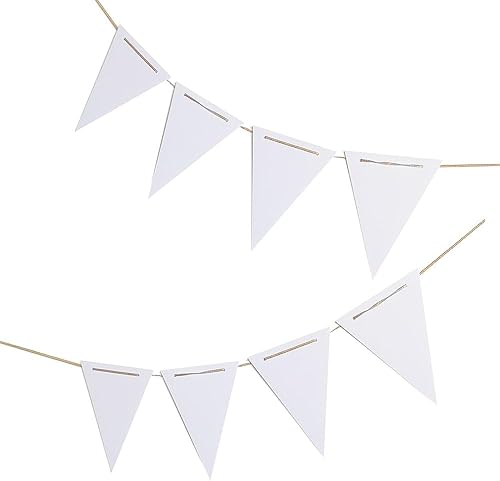 Banderín blanco, bandera triangular de doble cara vintage, para decoración de fiestas, paquete de 30 banderas triangulares