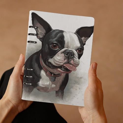 Carnet de notes terrier de Boston en cuir PU élégant et robuste