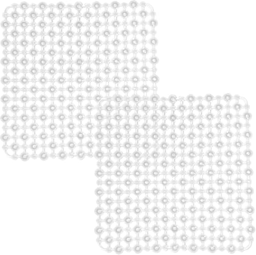Image of 2 Pack Clear Sink Protector Mats 28x28cm | Perforated PVC Liner for Ceramic & Stainless Steel Sinks | Non-Slip, Quick-Dry, Cut-to-Fit | Kitchen Sink Pad