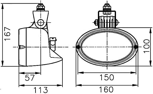 Technical diagram showing dimensions of HELLA 1GA 996 561-007 Worklight