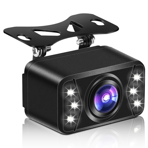 Vtopek Reversing Camera AHD 1080P Reverse Camera with 6 LED Lights Front/Rear View Camera for Car Van Caravan Car Rear Reversing Camera 170° Wide Angle IP69 Waterproof Parking Camera Universal 12-24V