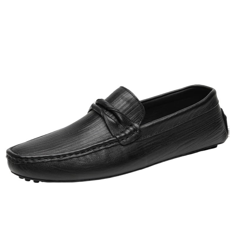 Mens Loafers Shoe Round Toe Leather Driving Style Loafer Flexible Slip Resistant Anti-Slip Prom Walking Slip-on