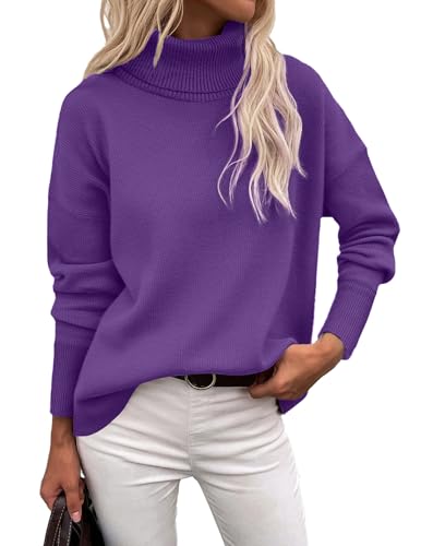 Image of Zeagoo Women's Turtleneck Sweater 2026 Fall Winter Chunky Knitted Pullover | High Low Hem Trendy Basic Jumper Top, Long Sleeve Casual Knit Pullover 2026, Fall Fashion Outfits, Winter Clothing for Women