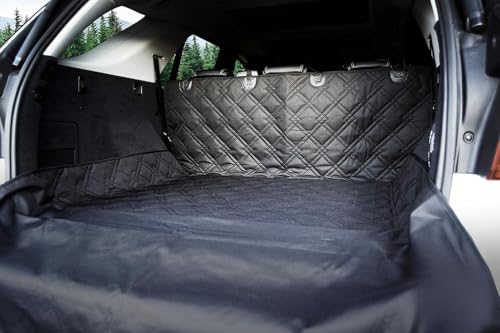 Bulldogology SUV Cargo Liner for Dogs 55'x82' Heavy Duty Pet Trunk Cargo Cover Area - Trunk Cover Car Protector for Dogs Waterproof Nonslip Mat - Dog Cargo Liner SUVs Vans Cars (Large, Black)