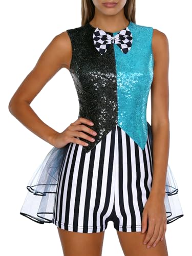 Robe à paillettes et costume de clown pour femme pour fête à thème et danse