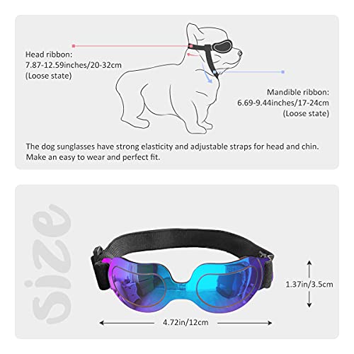 Pedomus Dog Sunglasses Small Dog Goggles Doggles Dog Glasses For Small Dogs Adjustable Band Blue #TOP3