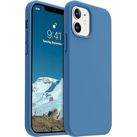 AOTESIER Compatible with iPhone 12 Case and iPhone 12 Pro Case 6.1 inch,Silky Touch Premium Soft Liquid Silicone Rubber Anti-Fingerprint Full-Body Protective Flexible Bumper Case(Azure Blue) Cover