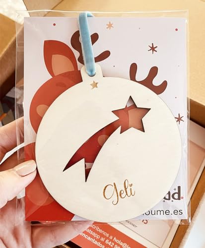 Bola de navidad estrella fugaz -Decoración navideña - Bola con nombre- Regalo navideño - Regalo de boda