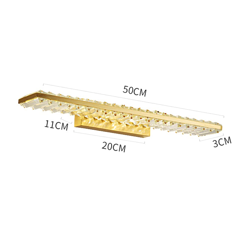 Luci da Toeletta in Cristallo, Apparecchi di Illuminazione per Il Lavabo del Bagno sopra Lo Specchio, Apparecchi di Illuminazione da Parete Moderni A LED Realizzati per F,Gold-50cm