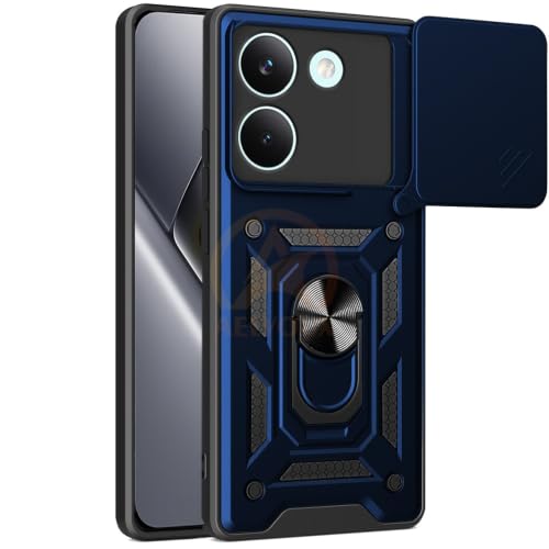 Image of Armor Bumper Back Cover Case for Poco X8 Pro 5G | Rotating Camera Cover, Ring Holder & Kickstand | Heavy Duty & 360 Degree Protection Poco X8 Pro 5G Back Cover (Blue)