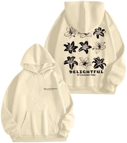 Casual Womens Hoodies Fleece Sweatshirts Long Sleeve Sweaters Loose Comfort Pullover Fall Outfit Clothes