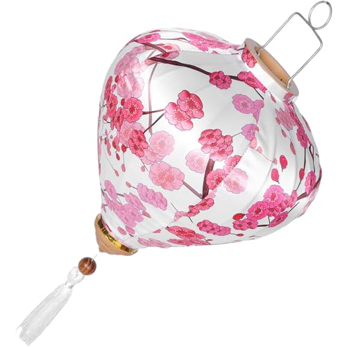 DOITOOL Linterna Decorativa de Satén con Diseño Floral Colgante para Jardín y Festivales Linterna Antigua Blanca para Decoración Exterior Fiestas y Festividades