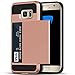 Galaxy S7 Edge Case, Anuck Slidable ID Card Slot Holder Galaxy S7 Edge Wallet Case [Credit Card Pocket] Hard Shell Shockproof Rubber Bumper Protective Case Cover for Samsung Galaxy S7 Edge - Rose Gold