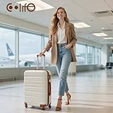 COOLIFE 28 Inch Large Suitcase – Hard Shell Lightweight ABS+PC Luggage with 360° Silent Wheels & TSA Lock for Business Trip,Long Haul Travel & Family Holidays,Apricot Black - Image 2