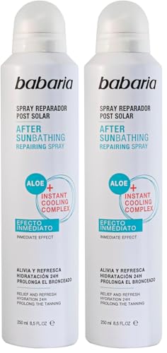 BABARIA - Aftersun spray 250 ml | Crema After Sun Hidratante y Refrescante con Aloe | Fórmula Vegana | Rápida Absorción | Prolonga el Bronceado (Paquete de 2)