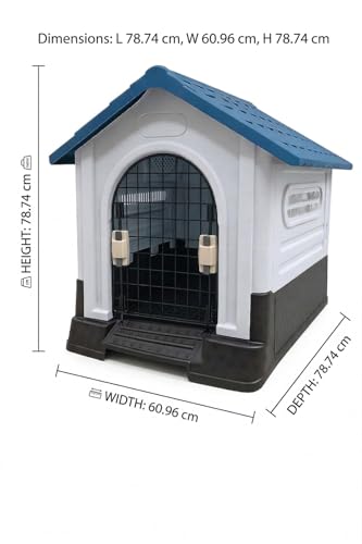 Image of Petarchi Dog House for Medium Dogs with Mat - Weatherproof, Durable, Easy-Clean Plastic Hut Shelter | Outdoor & Indoor Pet Kennel for Beagle, Cocker Spaniel, Indie & Small to Medium Breeds