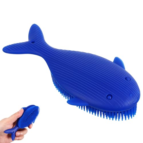 GOOHOCHY シリコン製クジラ型ボディ ヘアスクラバー シャワーブラシ 柔らかい密集毛で頭皮と肌を深く洗浄 携帯便利で女性にな多機能ボディ