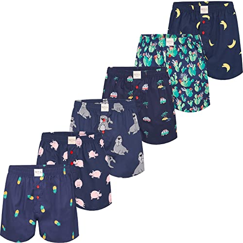 Herren Boxer Multipack Motive Prints Baumwolle Boxershorts gewebt Web Webboxer Unterhosen Phil & Co. - Set 1 - L