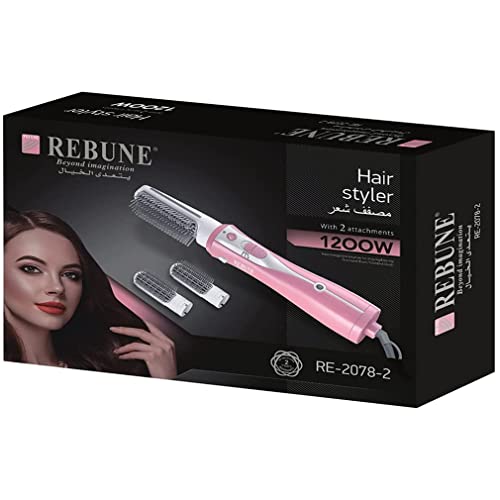 REBUNE 1200W 3-in-1 Pink Hair Dryer Brush & Hot Air Styler