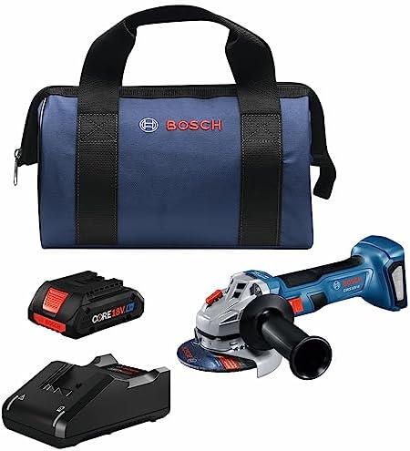 BOSCH GWS18V-8B15 18V Brushless 4-1/2 In. Angle Grinder Kit with (1) CORE18V® 4 Ah Advanced Power Battery, Black