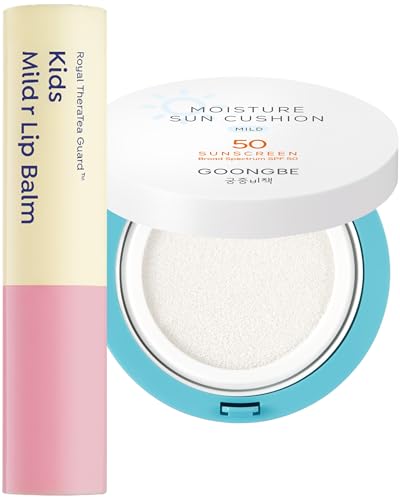 GOONGBE Moisture Sun Cushion Mild SPF 50 + Kids' Color Lip Balm Bundle