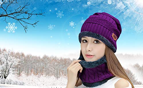 Image of Winter Beanie Scarf for Boys Girls (5-12 Years) Hats Circle Scarf Kids Slouchy Skull Cap