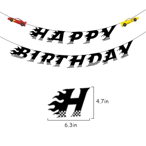 Image of Race Car Birthday Banner, 6.3 x 4.7 inches, Party Decorations for Boys, Baby Shower, Christmas, Colorful