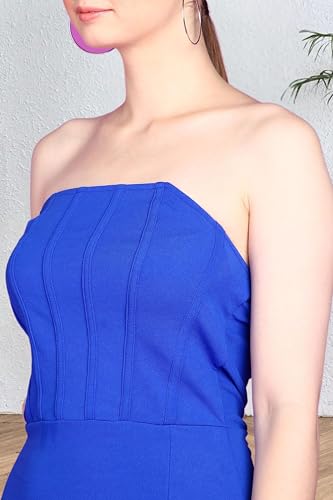 Image of POPWINGS Casual Solid Sleeveless Slit Long Corset Dress for Women || Stylish Western Summer Dresses for Women || Sleeveless Trendy Off-Shoulder Women Dresses for Parties