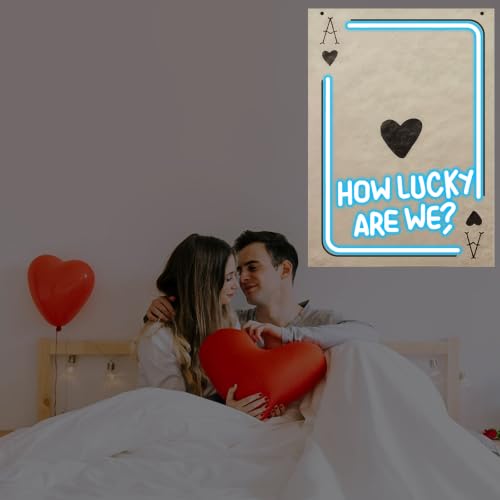 Image of Ace of Heart Neon Sign, How Lucky Are We LED Light, Gift for Lover