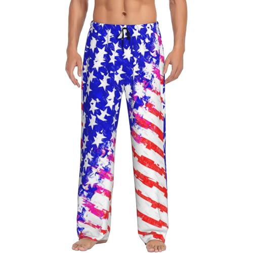 Canada flag art Men's fully printed casual pants with elastic waistband pockets, suitable for home and sleep