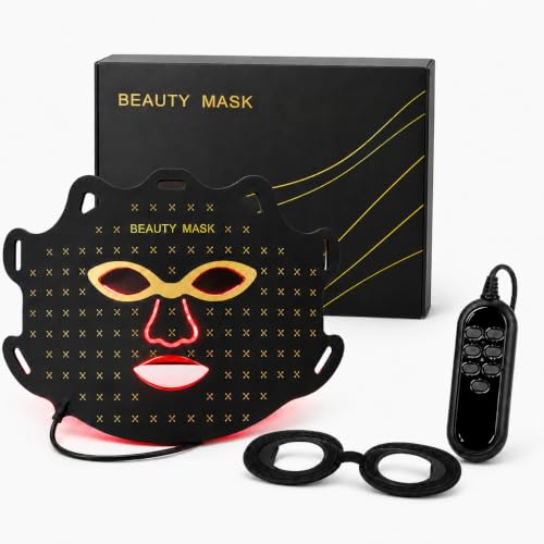 shalaker Red Light Therapy Face Mask, 7 Colors LED with 850NM NIR, Photon Skin Rejuvenation, Bendable and Portable, 240 LEDs