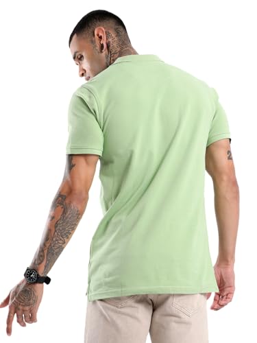 Image of WROGN Men's Pure Cotton Polo T-Shirt | Solid | Slim Fit