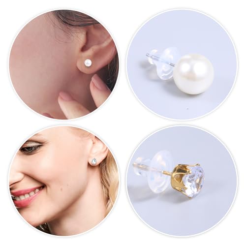 10 Pcs Stopper Ohrringe Silikon Ohrring Stopper Klar Gummi Ohrring Stecker Verschluss Aus Transparent Gumm Rücken Ohrstecker Verschlüsse Ohrstopper Ohrringverschlüsse für Damen Zum Basteln