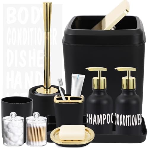 Amazon.com: XLHOMO Black Bathroom Accessories Set 8 Piece Black and ...