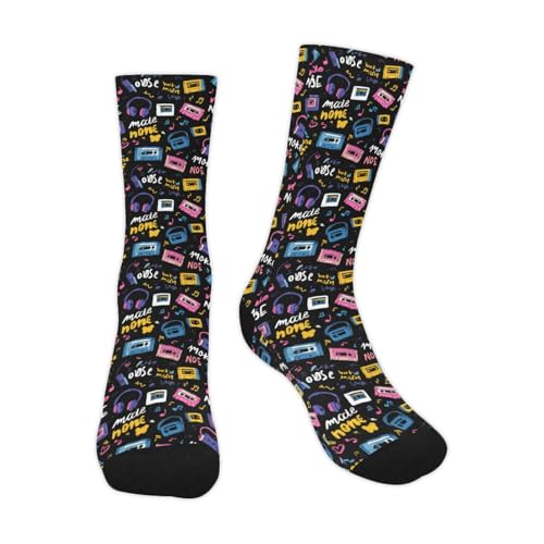 Media Deporte Arte De Casetes De Música Retro Calcetines Futbol Transpirables Medias Ciclismo Cómodos Medias Deportivas Para Yoga Tennis Senderismo 40Cm