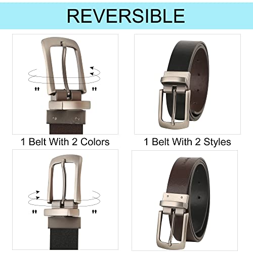 Ssumday Women's Reversible 1.3" Leather Belts for Jeans Pants Dresses with Fashion Vintage Silver Buckle2