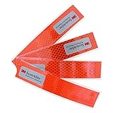 Salzmann 3M 反射ステッカー ３Mスコッチライトダイヤモンドグレード反射素材使用 ウォータープルーフ、全天候対応、アウトドア、安全ステッカー ４枚入り、オレンジ