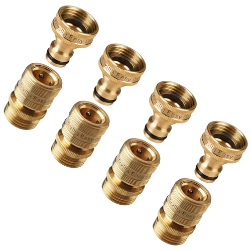 GORILLA EASY CONNECT Locking Garden Hose Quick Connect Fittings. 3/4 Inch GHT Solid Brass Leak Proof to 200 PSI Heavy Duty