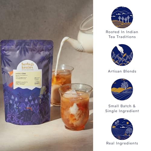 Image of Herbs & Kettles Refill - Masala Chai - 7 oz (200 g) | Single-Origin Assam Black Tea with Ginger, Cardamom, Cinnamon & Cloves | Traditional Spiced Chai | Hot or Iced Tea
