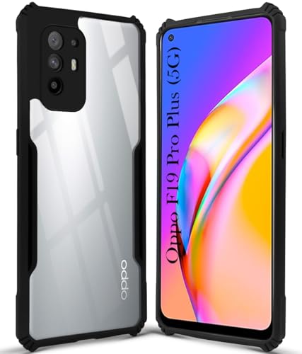 Image of Jkobi Hybrid Back Cover Case for Oppo F19 Pro Plus (Shockproof with Polycarbonate Clear Panel | Professional Black)