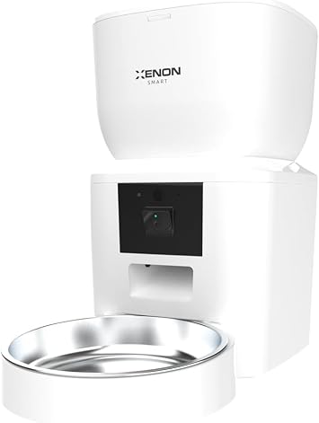Xenon Smart Akıllı Otomatik Kedi Köpek Mama Kabı Mobil Uygulama ile Uzaktan Kontrol Gece Görüş Kameralı ve Sesli İletişim Programlanabilir Çelik Besleme Kasesi X8604