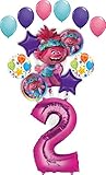 Trolls World Tour 2nd Birthday Party Supplies Poppy Balloon Bouquet Decorations