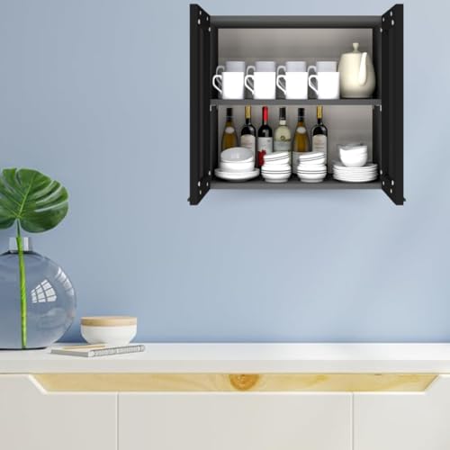 Image of SPECIALITY PANELS Multipurpose Cabinet with Modern Elegance Tinted Glass Wall Cabinet, Space Organizer for Office /Kitchen in (Dark Grey, 2 Glass Shutter)