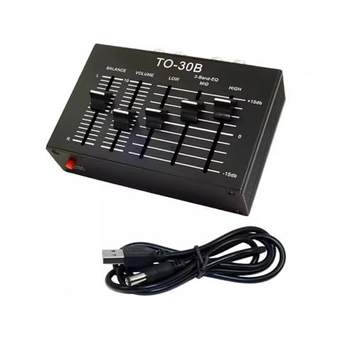 Ecualizador de Audio Estéreo con Controles de Graves, Medios y Agudos, Balance y Volumen, Entradas/Salidas RCA para Sistema de Cine en Casa, Tornamesa, Amplificador y Audio para Auto miniatura 2