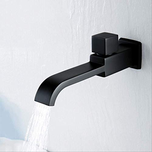 Robinet lavabo mural noir mat cascade eau froide pour vasque et lave-mains de salle de bain