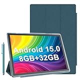 10 Inch Tablet Android 15 Tablets With Case Stylus 8GB RAM+32GB ROM Support 1024GB Expand, 6000mah Battery 10 IN Android Tableta, 2MP+8MP Dual Camera WiFi-6 Bluetooth 10.1'' IPS HD Touch Screen Tab.