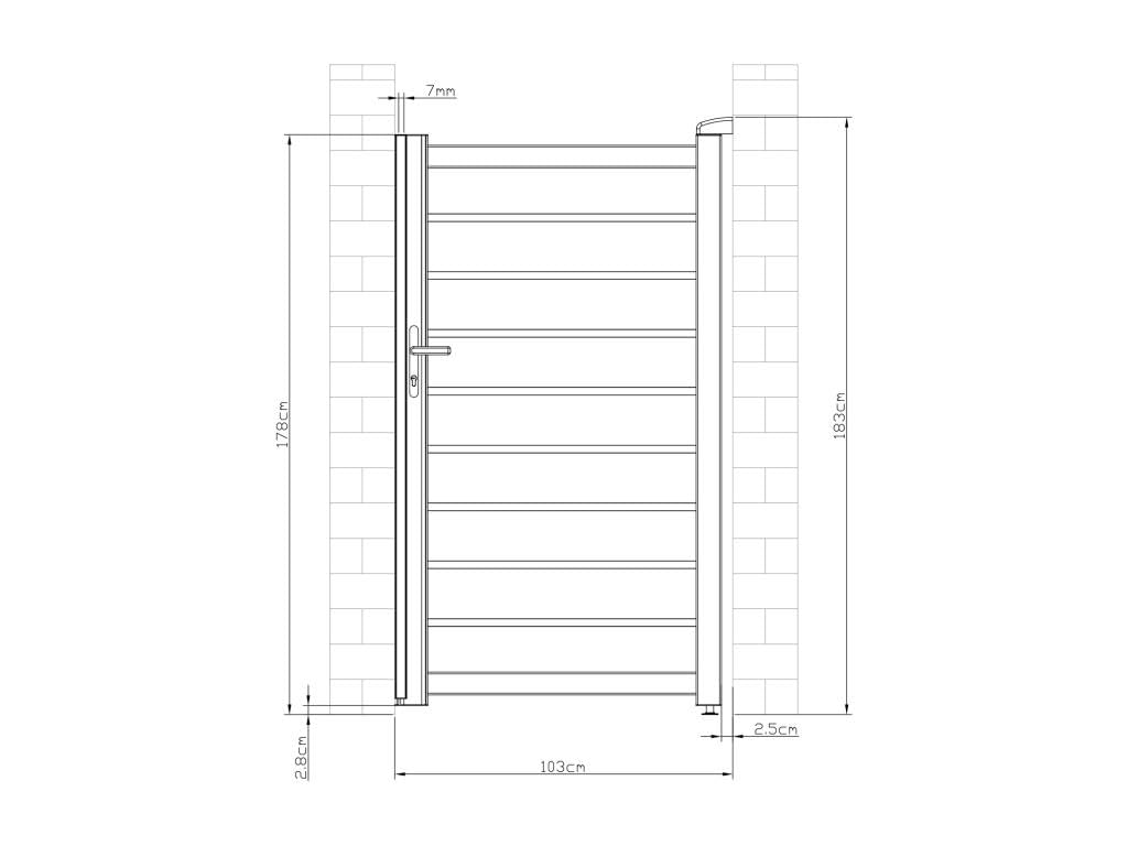 Vente-unique - Portill√≥n con calado en aluminio Primo - 100 x 176 cm